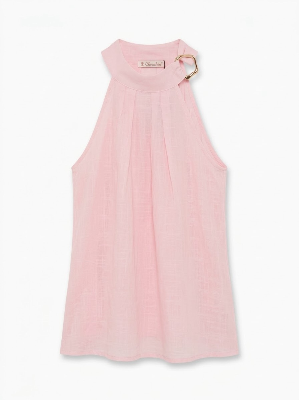 Chocolate Girls' Light Pink Halter Dress with Buckle Detail